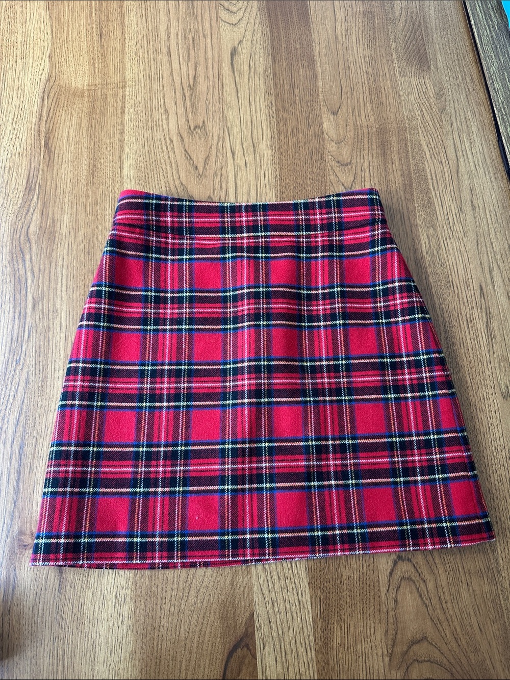 J. Crew Red Plaid Mini Skirt - Casual Tartan A-Line